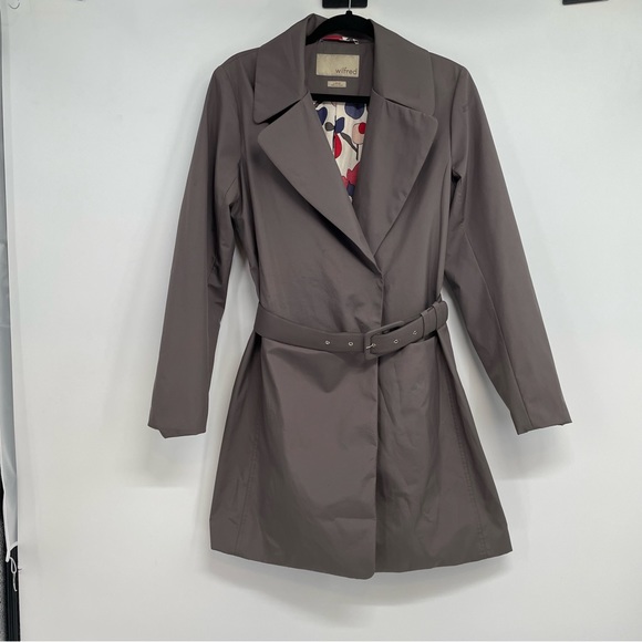 Aritzia Wilfred Trench Coat Women’s L Lined Button Up Belted Front Pockets - Picture 3 of 14